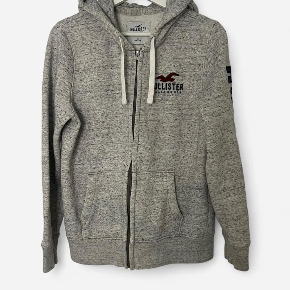 Y2k Grey zip Up hoodie embroidered logo mens sz small
